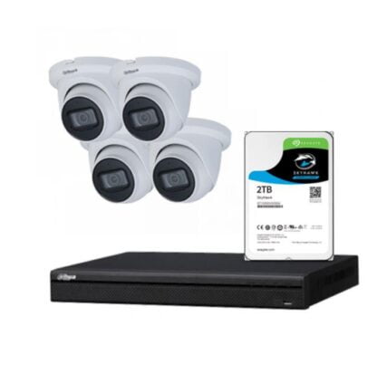 4 x 8MP Dahua Starlight IP Camera with 4 Channels NVR and 2TB HDD